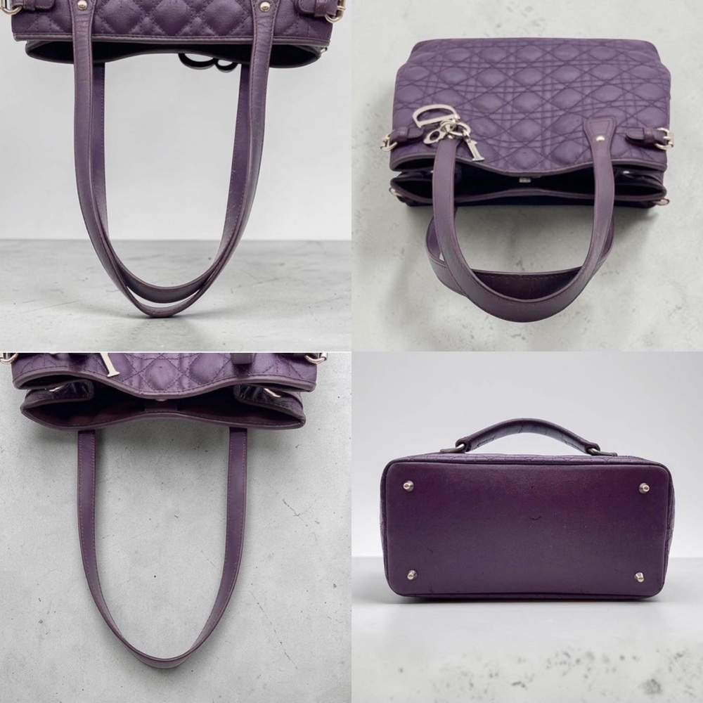 ❌SOLD❌Christian Dior Panarea Cannage Purple Tote Bag with Charm - Picture 12 of 15